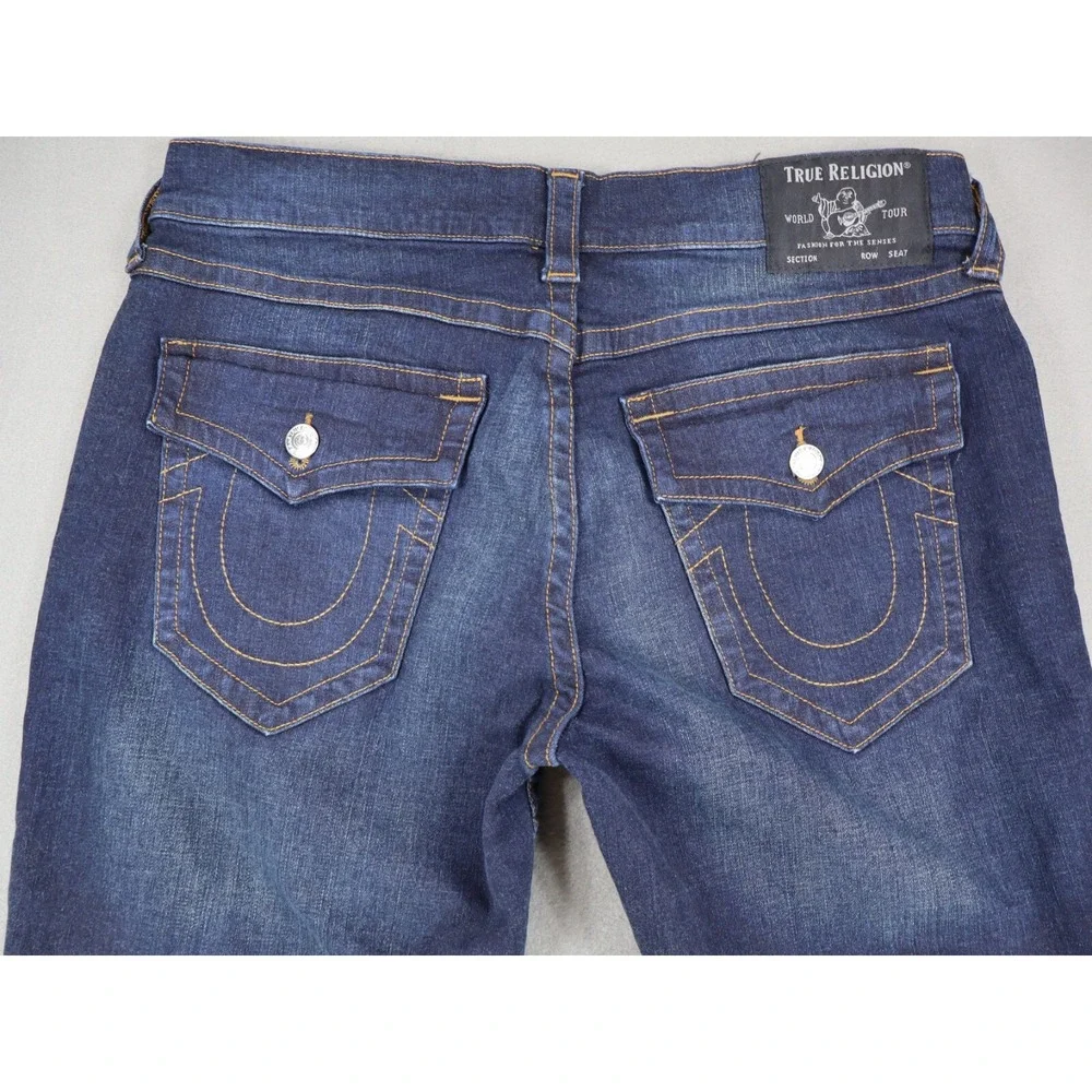True Religion Denim 36x32 Ricky Relaxed Straight Jeans Flap Pockets Stitching‎